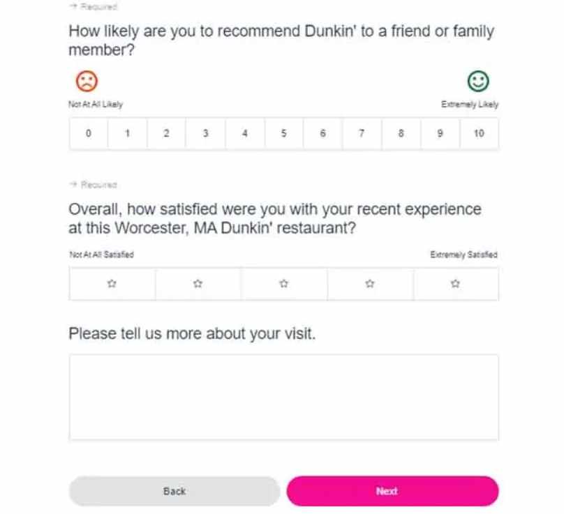 Dunkin’ Donuts Survey question