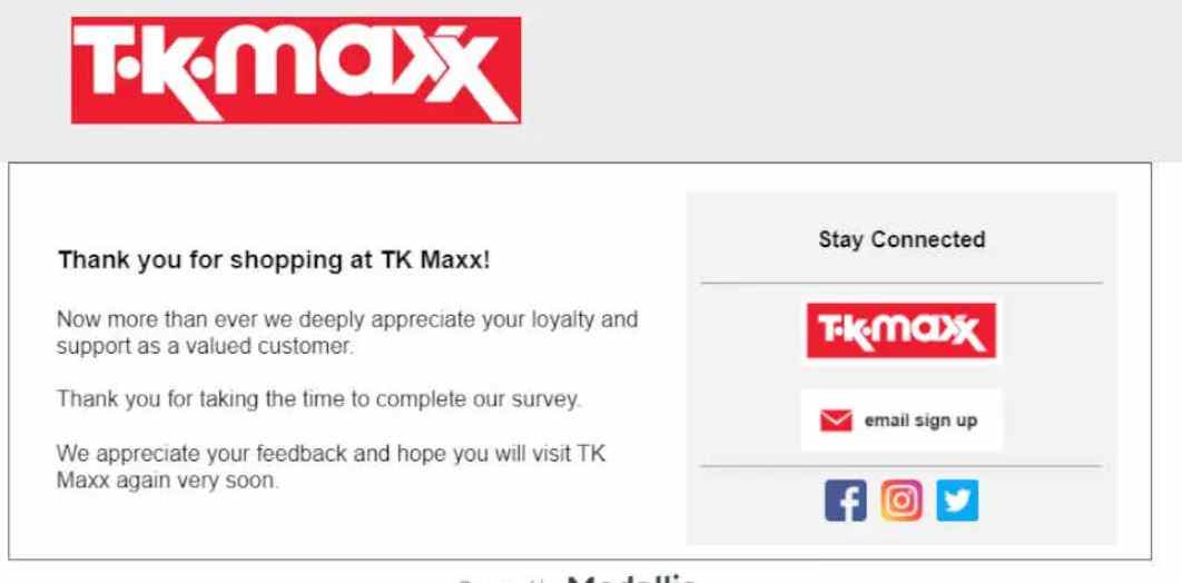 TK Maxx Survey sweepstakes