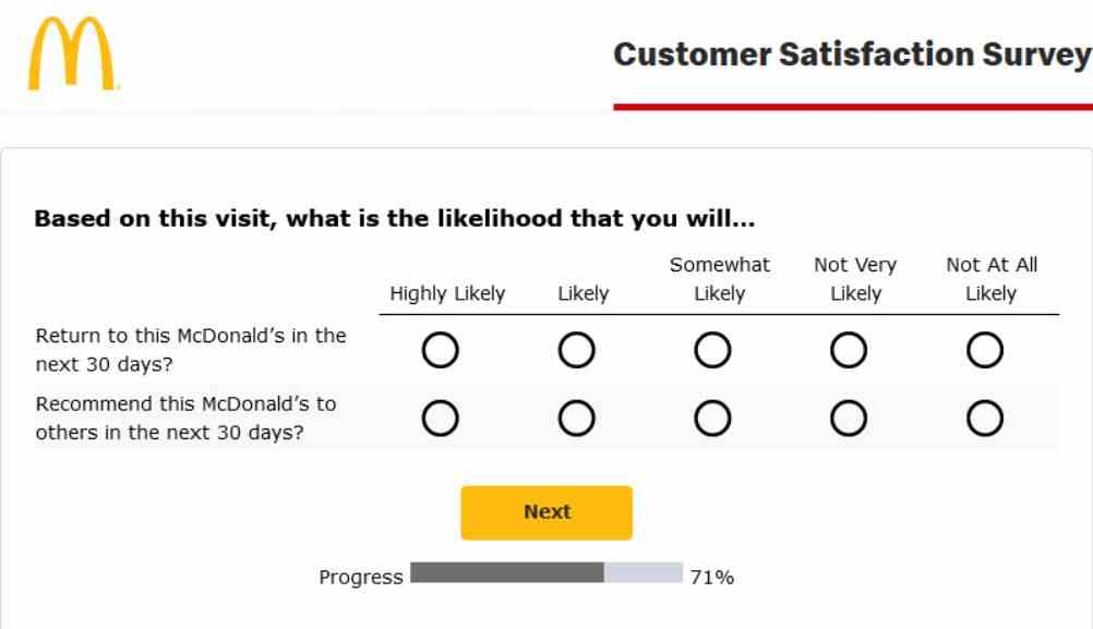 McDonald’s Customer Survey