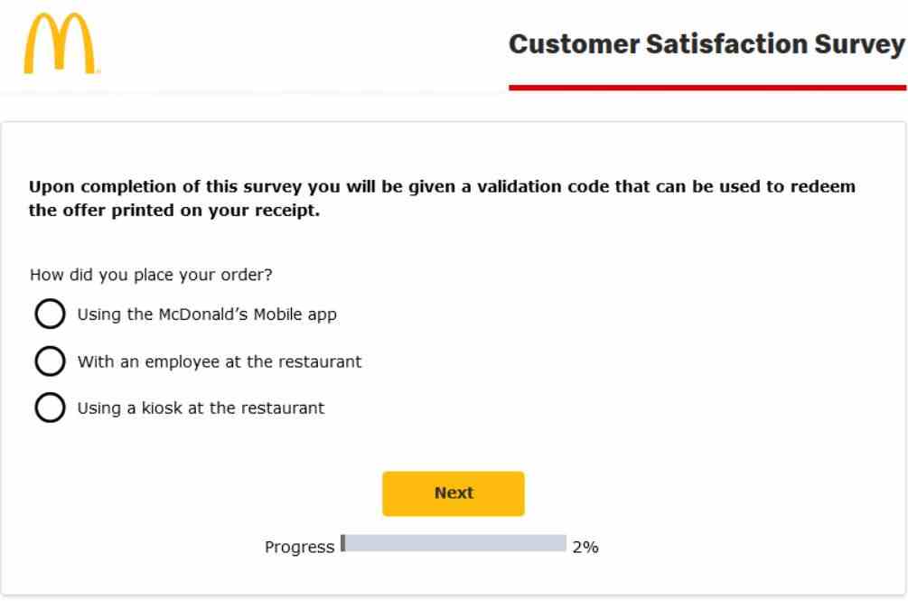 McDonald’s Survey question
